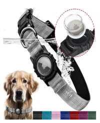 Reflective Dog Collar with AirTag Holder – Waterproof Small Dog Collar